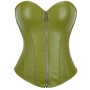 Women Faux Leather Corset Top Sexy Gothic Grass green Zipper Korset Bustier Vintage Burlesque Lingerie Party Club Corselet  TG906