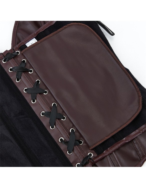 Women Faux Leather Corset Top Sexy Gothic Grass green Zipper Korset Bustier Vintage Burlesque Lingerie Party Club Corselet  TG906