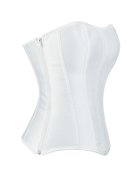 Women Overbust Corsets Tops Lace Up Sleeveless Gothic Steampunk Bustiers Body Shaper Lingerie Ladies Long Torso White Clothes QF914