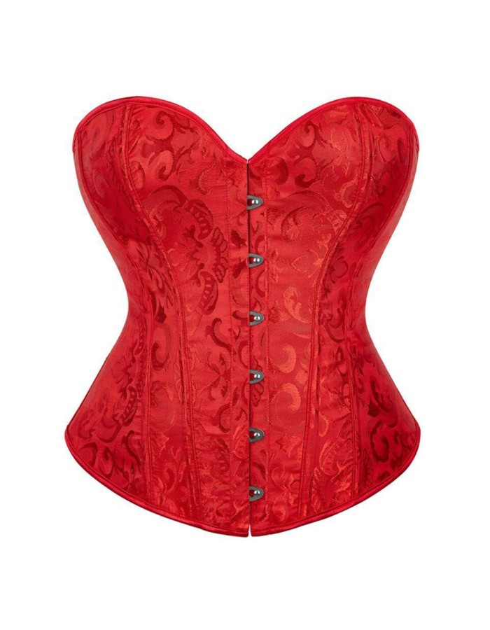 Gothic Overbust Corset Tops Lace-up Jacquard Vintage Women Bustier Shapewear Slimming Waist Shaping Corset QF810