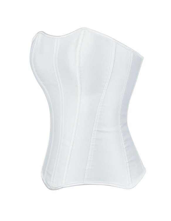 Women Overbust Corsets Tops Lace Up Sleeveless Gothic Steampunk Bustiers Body Shaper Lingerie Ladies Long Torso White Clothes QF914
