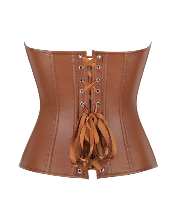 Women Faux Leather Corset Top Sexy Gothic Grass green Zipper Korset Bustier Vintage Burlesque Lingerie Party Club Corselet  TG906
