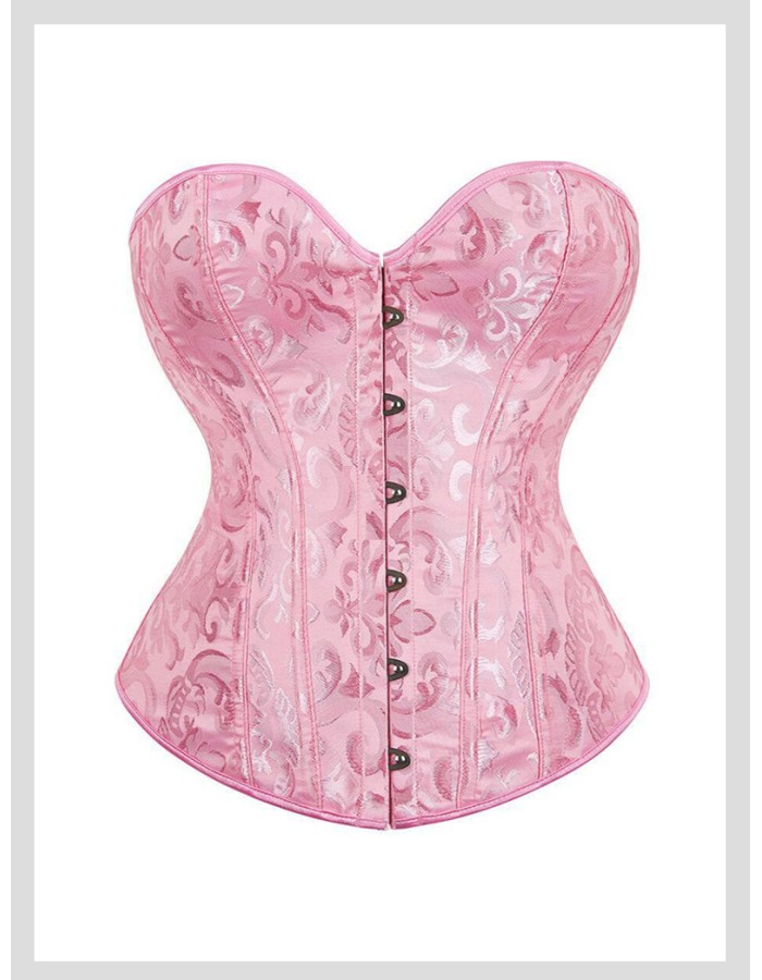 Gothic Overbust Corset Tops Lace-up Jacquard Vintage Women Bustier Shapewear Slimming Waist Shaping Corset QF810