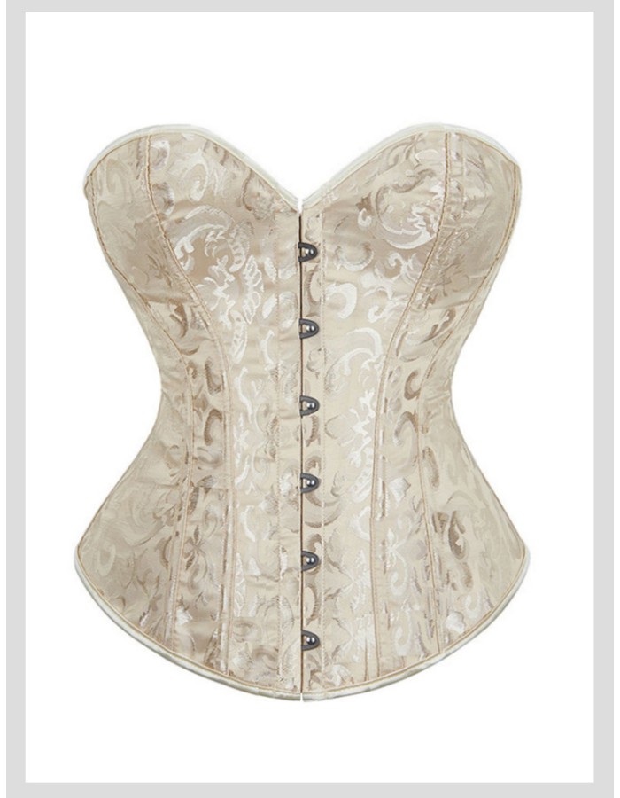 Gothic Overbust Corset Tops Lace-up Jacquard Vintage Women Bustier Shapewear Slimming Waist Shaping Corset QF810