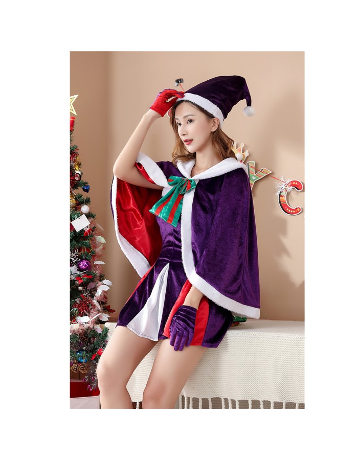 Purple Christmas shawl Dress costume anime cosplay dress party Christmas uniform DL2019