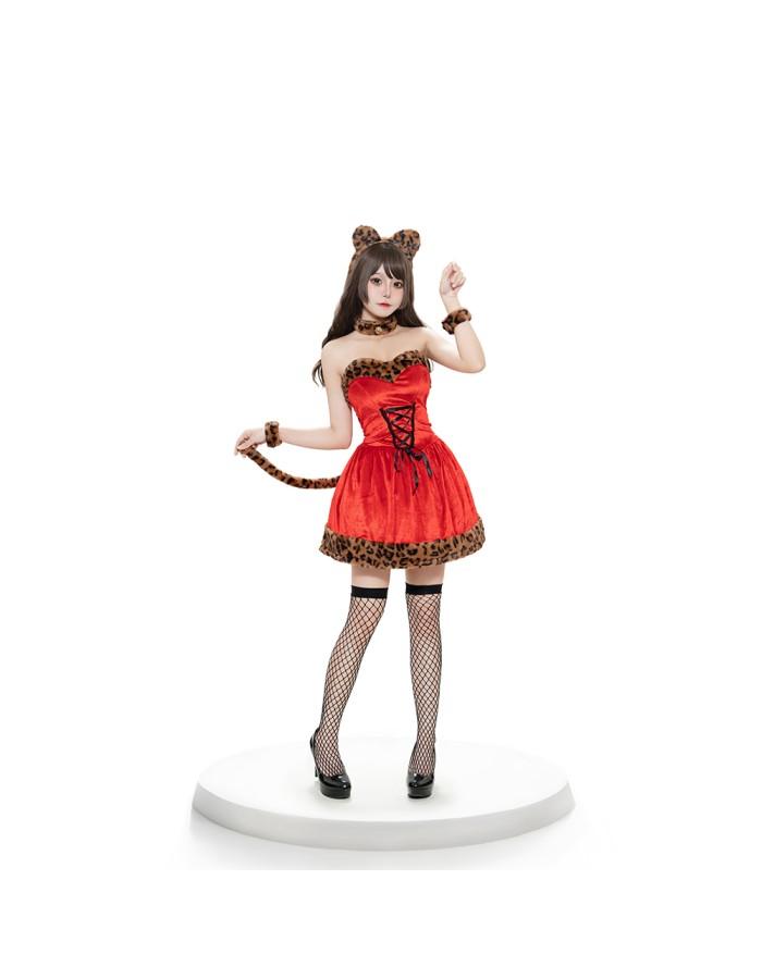 Halloween animal Christmas dress leopard print costume cat adult female Christmas party costume DL2020