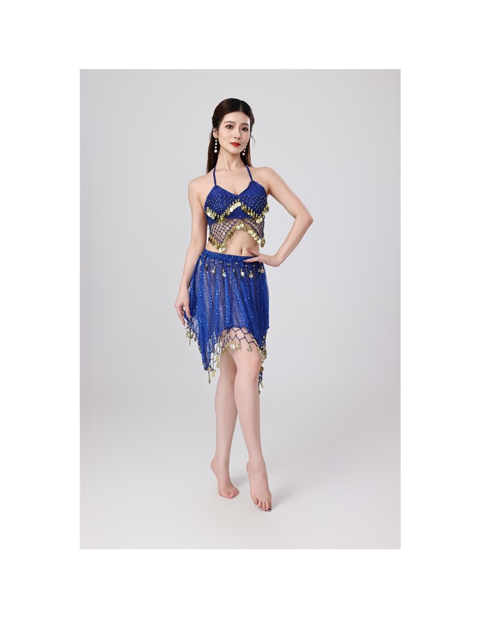 Sequined Halter Top Belly Dance Costume Halter Chest Wrap Tassel Dance Costume Cosplay W21