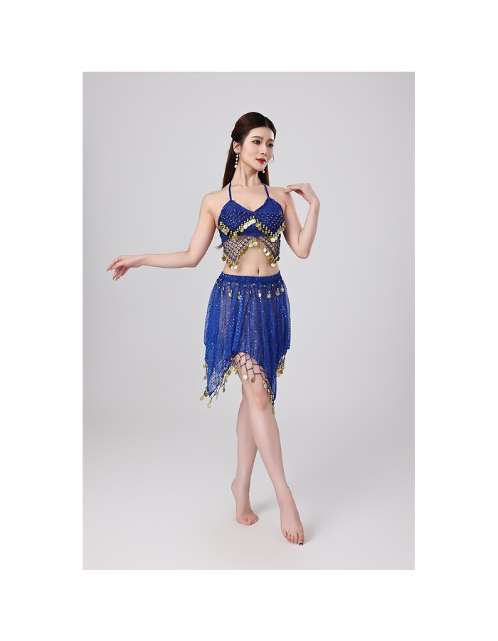 Sequined Halter Top Belly Dance Costume Halter Chest Wrap Tassel Dance Costume Cosplay W21