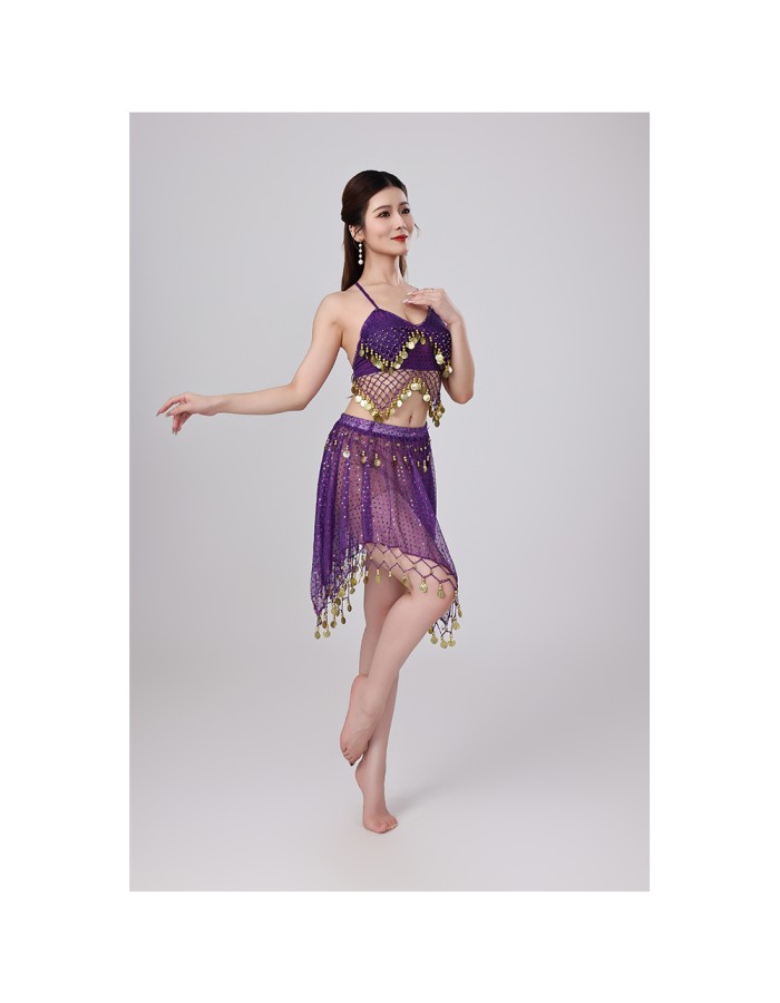 Sequined Halter Top Belly Dance Costume Halter Chest Wrap Tassel Dance Costume Cosplay W21