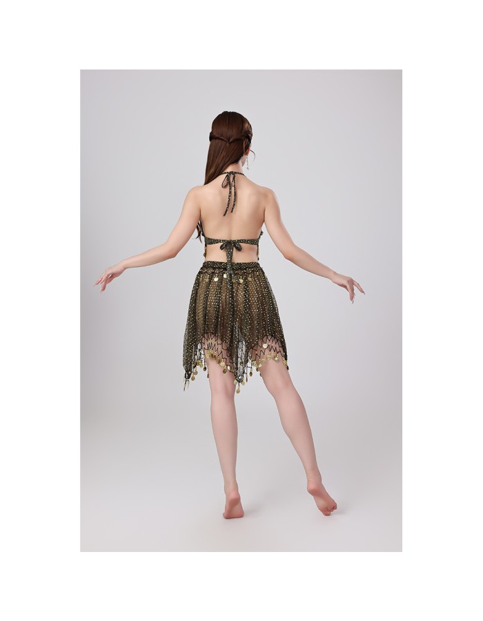 Sequined Halter Top Belly Dance Costume Halter Chest Wrap Tassel Dance Costume Cosplay W21