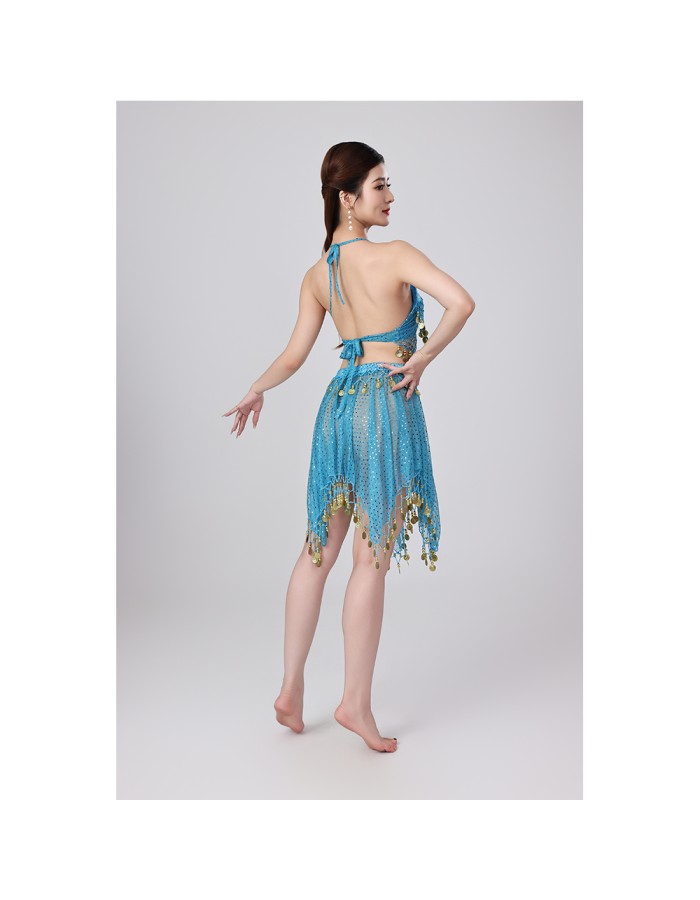 Sequined Halter Top Belly Dance Costume Halter Chest Wrap Tassel Dance Costume Cosplay W21