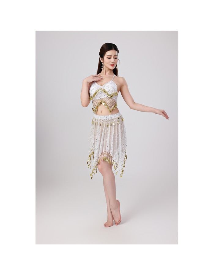 Sequined Halter Top Belly Dance Costume Halter Chest Wrap Tassel Dance Costume Cosplay W21