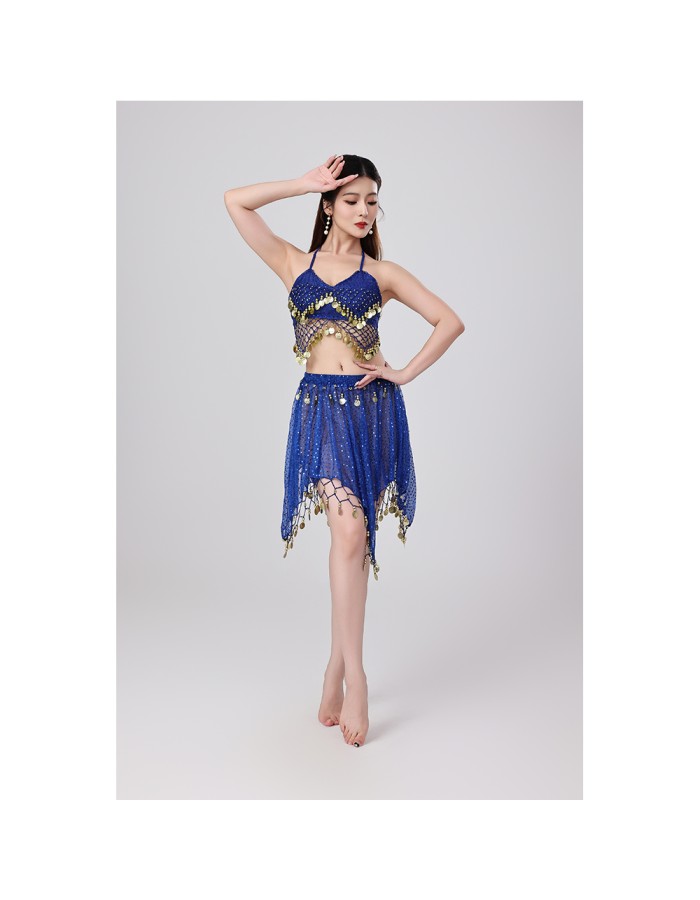 Sequined Halter Top Belly Dance Costume Halter Chest Wrap Tassel Dance Costume Cosplay W21