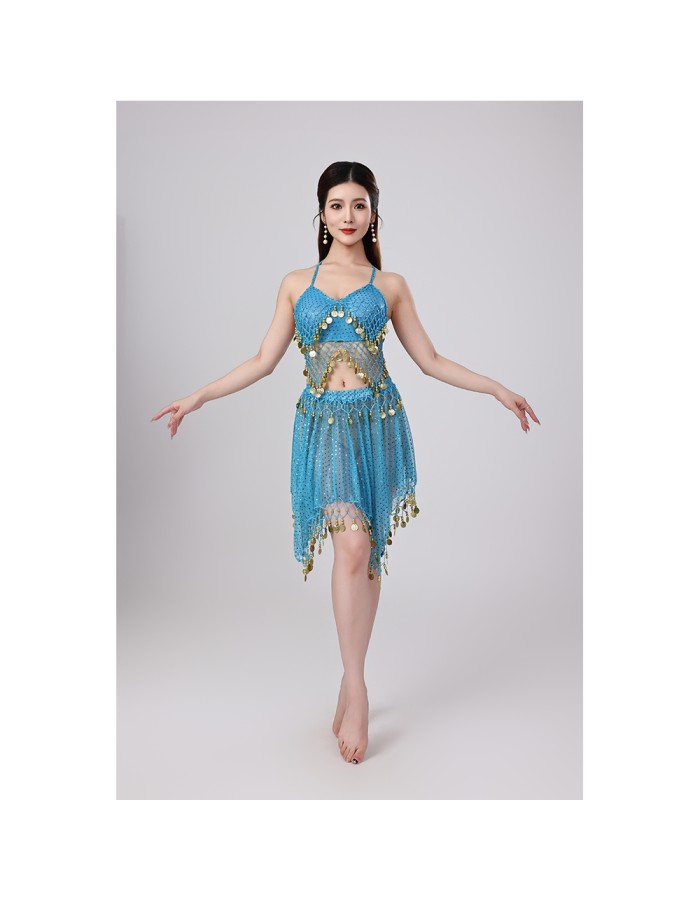Sequined Halter Top Belly Dance Costume Halter Chest Wrap Tassel Dance Costume Cosplay W21