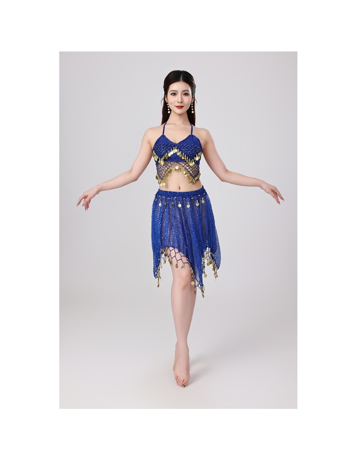 Sequined Halter Top Belly Dance Costume Halter Chest Wrap Tassel Dance Costume Cosplay W21