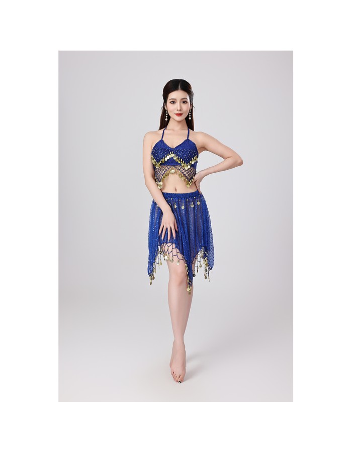 Sequined Halter Top Belly Dance Costume Halter Chest Wrap Tassel Dance Costume Cosplay W21