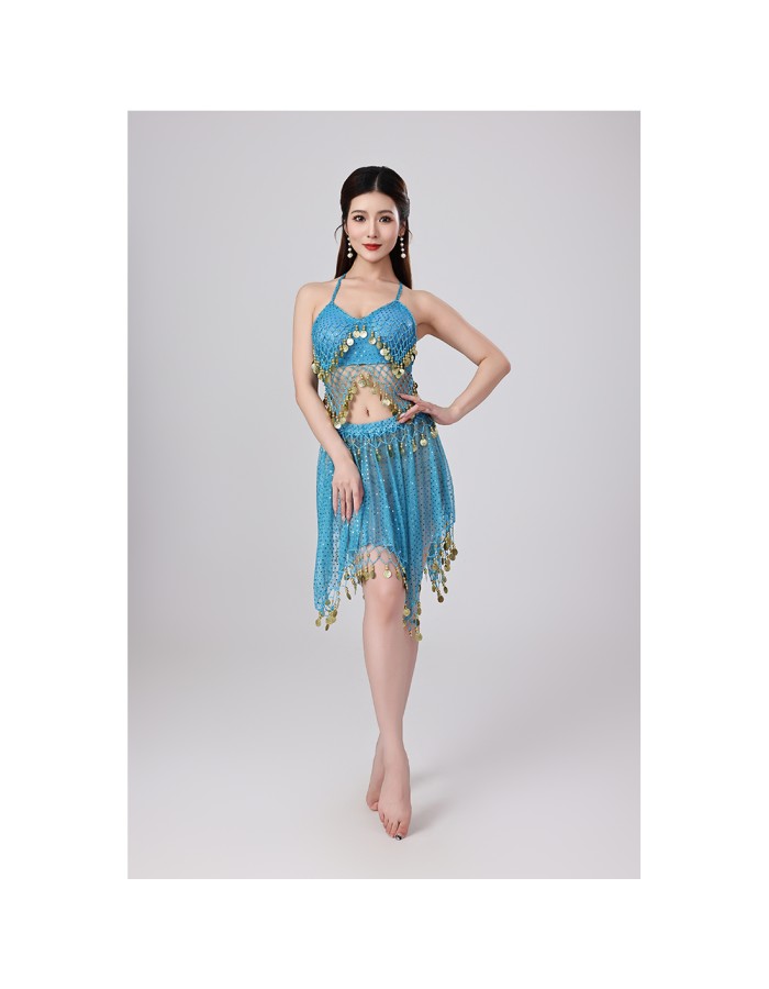 Sequined Halter Top Belly Dance Costume Halter Chest Wrap Tassel Dance Costume Cosplay W21