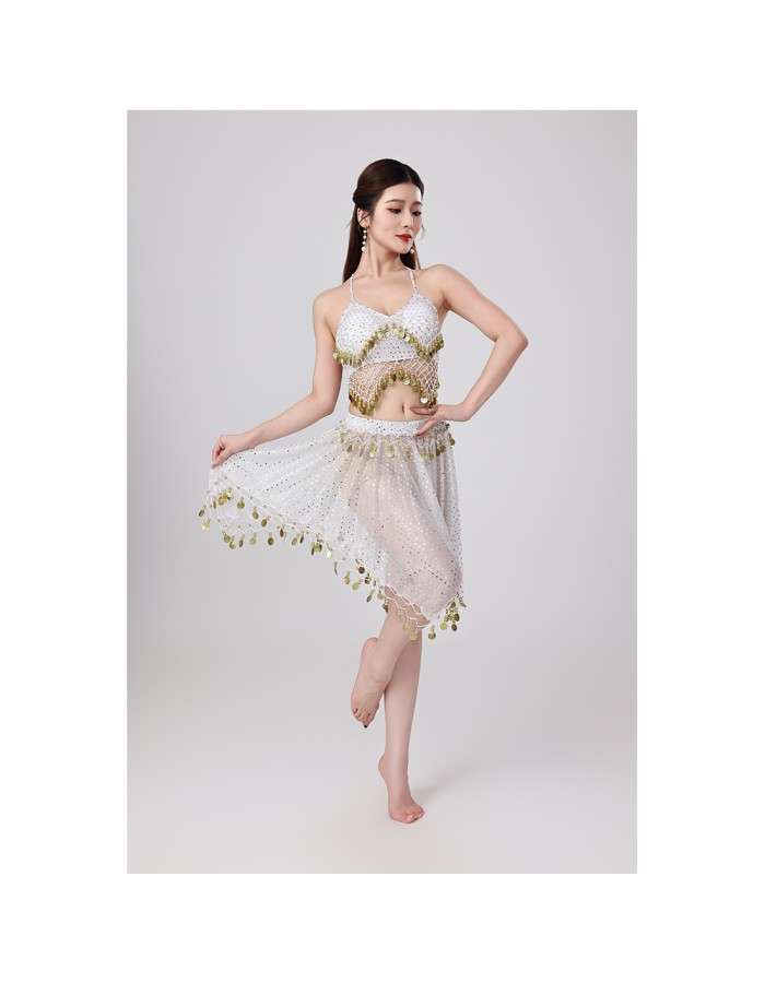 Sequined Halter Top Belly Dance Costume Halter Chest Wrap Tassel Dance Costume Cosplay W21
