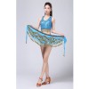 Stage Tie-up Halter Top and Skirt Belly Dance Rhinestone Sequins Sexy Tow Piece Costume D1815