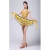 Stage Tie-up Halter Top and Skirt Belly Dance Rhinestone Sequins Sexy Tow Piece Costume D1815