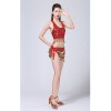 Stage Tie-up Halter Top and Skirt Belly Dance Rhinestone Sequins Sexy Tow Piece Costume D1815
