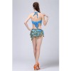 Stage Tie-up Halter Top and Skirt Belly Dance Rhinestone Sequins Sexy Tow Piece Costume D1815