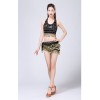 Stage Tie-up Halter Top and Skirt Belly Dance Rhinestone Sequins Sexy Tow Piece Costume D1815