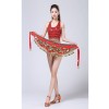 Stage Tie-up Halter Top and Skirt Belly Dance Rhinestone Sequins Sexy Tow Piece Costume D1815
