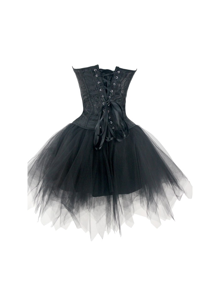 Jacquard Tight Fitting Corset Slimming Swan Costume Sexy Black White Angel Busier Sets 2419