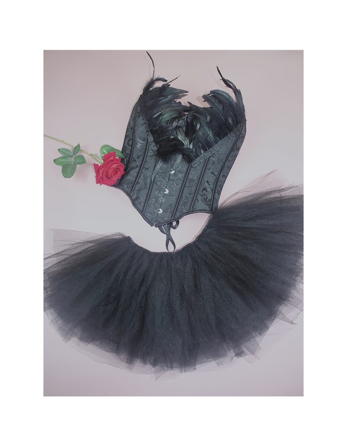Swan Half Length Corset Puffy Skirt Lace Jacquard Slimming Corset For Performance Suit 2526