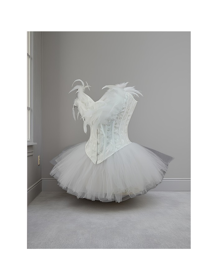 Swan Half Length Corset Puffy Skirt Lace Jacquard Slimming Corset For Performance Suit 2526