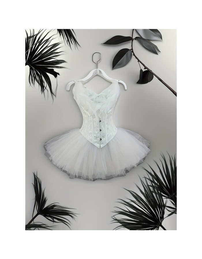 Swan Half Length Corset Puffy Skirt Lace Jacquard Slimming Corset For Performance Suit 2526