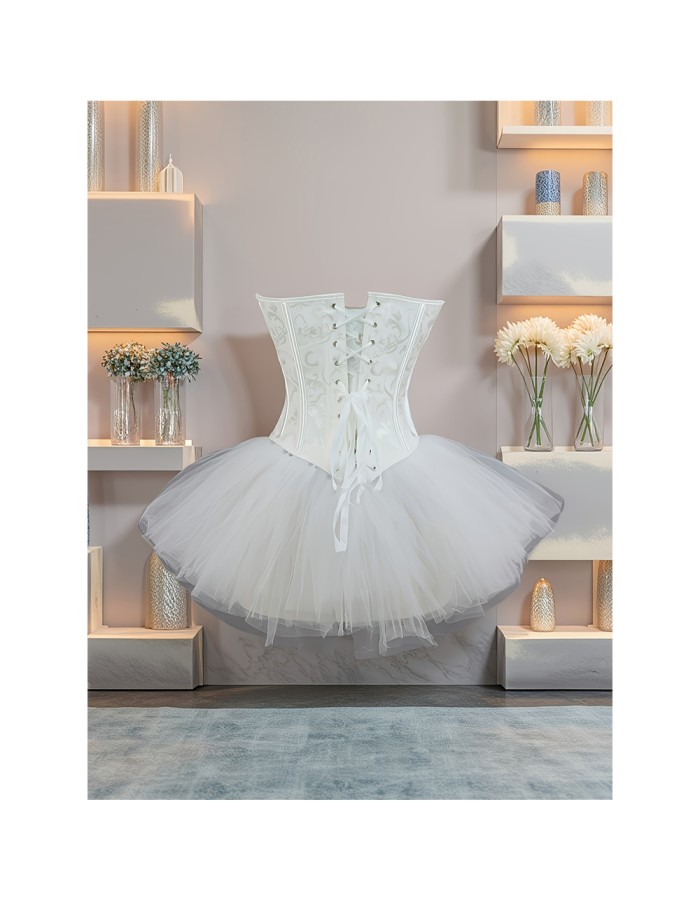Swan Half Length Corset Puffy Skirt Lace Jacquard Slimming Corset For Performance Suit 2526
