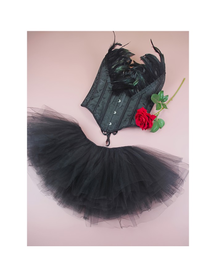 Swan Half Length Corset Puffy Skirt Lace Jacquard Slimming Corset For Performance Suit 2526