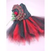 Traditional Checkered Lace Jacquard Corset Black and Red Mixed Color TUTU Chiffon Dress 2277