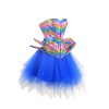 Fish Phosphorus Printed Corset Dance Performance Corset Puffy Skirt Stage Blue Corset 2406