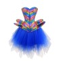 Fish Phosphorus Printed Corset Dance Performance Corset Puffy Skirt Stage Blue Corset 2406