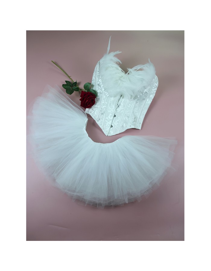 Swan Half Length Corset Puffy Skirt Lace Jacquard Slimming Corset For Performance Suit 2526