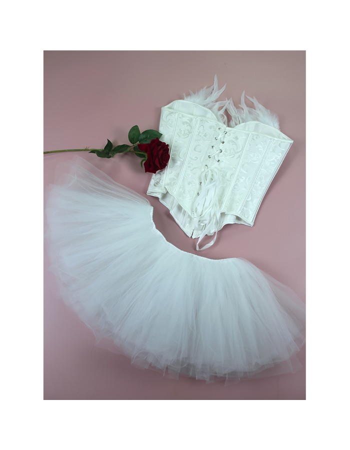 Swan Half Length Corset Puffy Skirt Lace Jacquard Slimming Corset For Performance Suit 2526