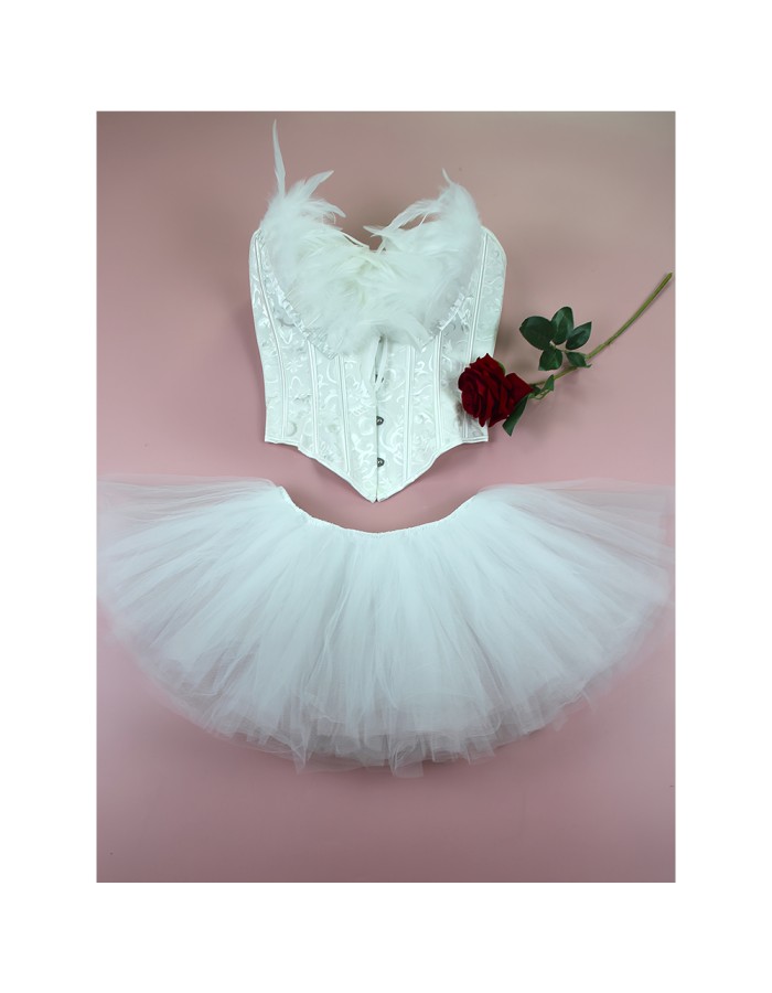 Swan Half Length Corset Puffy Skirt Lace Jacquard Slimming Corset For Performance Suit 2526