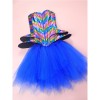 Fish Phosphorus Printed Corset Dance Performance Corset Puffy Skirt Stage Blue Corset 2406