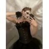 Jacquard Tight Fitting Corset Slimming Swan Costume Sexy Black White Angel Busier Sets 2419