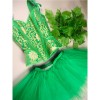 Sexy Green Jacquard Corset and TUTU Chiffon Dress Halloween and Easter Green Elf Corset Suit  2382