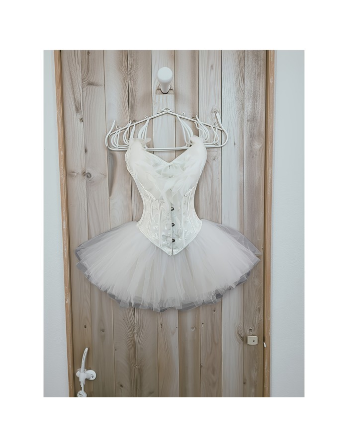 Swan Half Length Corset Puffy Skirt Lace Jacquard Slimming Corset For Performance Suit 2526