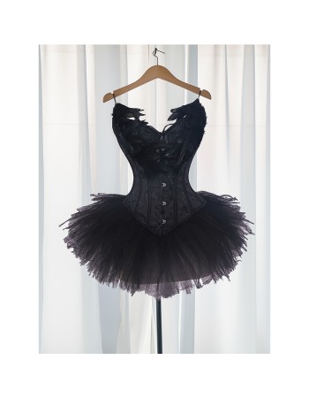 Swan Half Length Corset Puffy Skirt Lace Jacquard Slimming Corset For Performance Suit 2526
