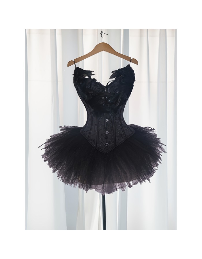 Swan Half Length Corset Puffy Skirt Lace Jacquard Slimming Corset For Performance Suit 2526