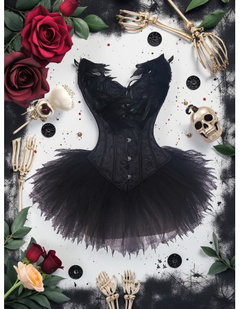 Swan Half Length Corset Puffy Skirt Lace Jacquard Slimming Corset For Performance Suit 2526