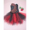 Traditional Checkered Lace Jacquard Corset Black and Red Mixed Color TUTU Chiffon Dress 2277
