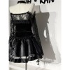 Sexy Punk-style Short Lace Shawl Cosplay Halloween Gothic Style Top And Skirt Adult Women's Nun Plush Strapless Uniform Set DL2081
