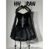 Sexy Punk-style Short Lace Shawl Cosplay Halloween Gothic Style Top And Skirt Adult Women's Nun Plush Strapless Uniform Set DL2081